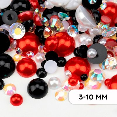 Набор клеевого полужемчуга 800шт, цвет Pearl, форма Round