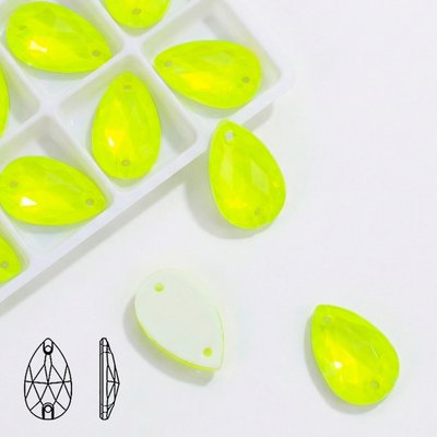 Стразы пришивные из стекла, цвет Neon Yellow, форма Teardrop / Pear