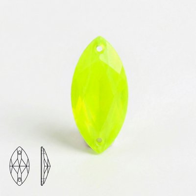 Стразы пришивные из стекла, цвет Neon Yellow, форма Navette