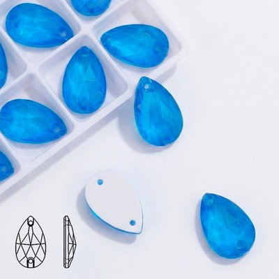 Стразы пришивные из стекла, цвет Neon Dark Blue, форма Teardrop / Pear