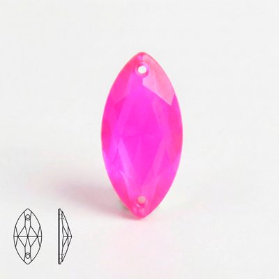 Стразы пришивные из стекла, цвет Neon Pink, форма Navette