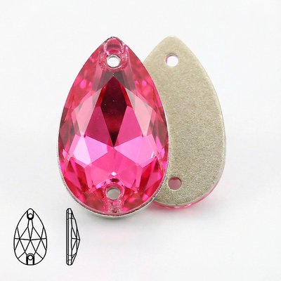 Стразы пришивные из хрусталя, цвет Fuchsia, форма Teardrop / Pear