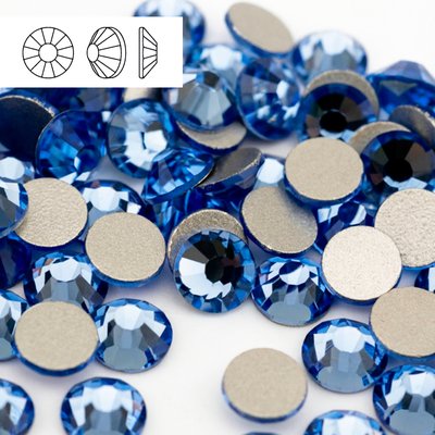 Стразы холодной фиксации из стекла, цвет Light Sapphire, форма Flatback