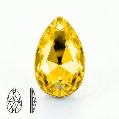 Стразы пришивные из стекла, цвет Topaz, форма Teardrop / Pear