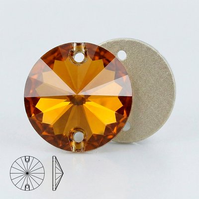 Стразы пришивные из стекла и хрусталя, цвет Topaz, форма Rivoli