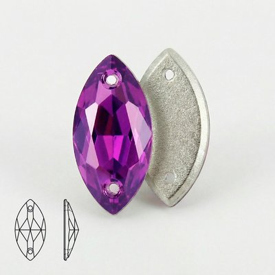 Стразы пришивные из стекла и хрусталя, цвет Purple, форма Navette
