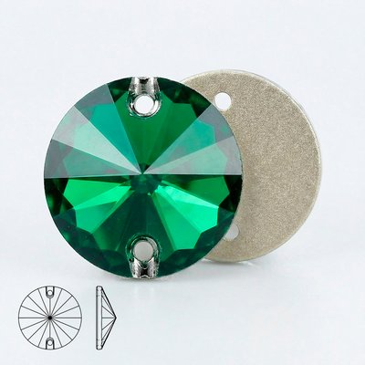 Стразы пришивные из стекла и хрусталя, цвет Emerald, форма Rivoli