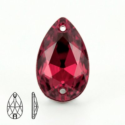 Стразы пришивные из стекла, цвет Garnet, форма Teardrop / Pear
