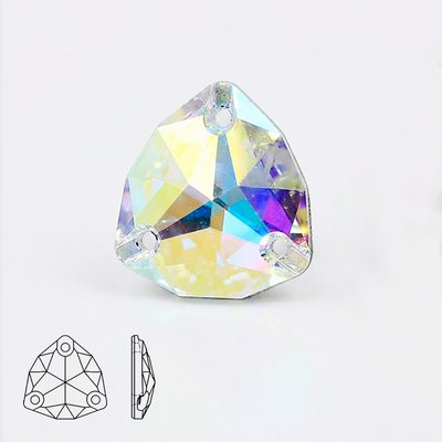 Стразы пришивные хрустальные, цвет Crystal AB, форма Trilliant