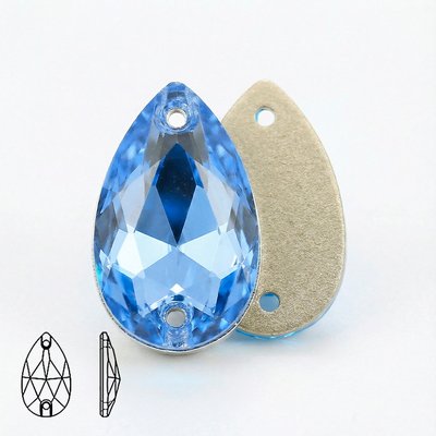 Стразы пришивные из стекла и хрусталя, цвет Aquamarine, форма Teardrop / Pear